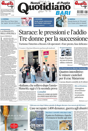 Prima pagina Nuovo Quotidiano di Puglia (Bari) di oggi - Quotidiano regionale