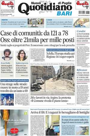 Prima pagina Nuovo Quotidiano di Puglia (Bari) di oggi - Quotidiano regionale