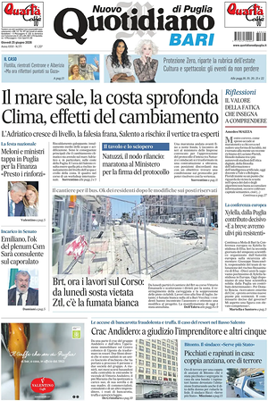Prima pagina Nuovo Quotidiano di Puglia (Bari) di oggi - Quotidiano regionale