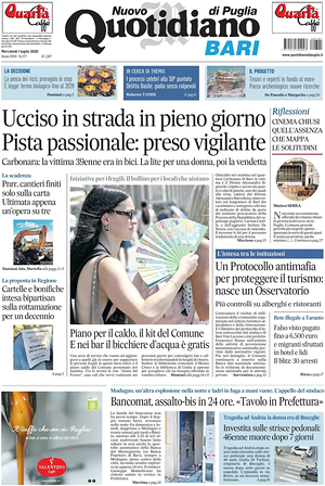 Prima pagina Nuovo Quotidiano di Puglia (Bari) di oggi - Quotidiano regionale