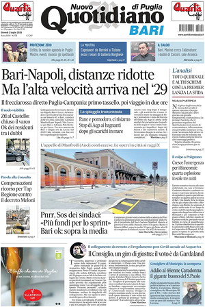 Prima pagina Nuovo Quotidiano di Puglia (Bari) di oggi - Quotidiano regionale
