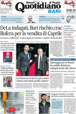 Prima pagina Nuovo Quotidiano di Puglia (Bari) di oggi - Quotidiano regionale
