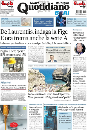 Prima pagina Nuovo Quotidiano di Puglia (Bari) di oggi - Quotidiano regionale
