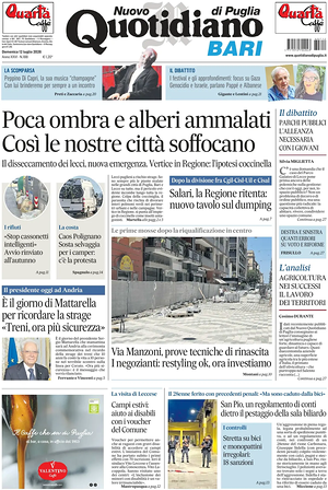 Prima pagina Nuovo Quotidiano di Puglia (Bari) di oggi - Quotidiano regionale