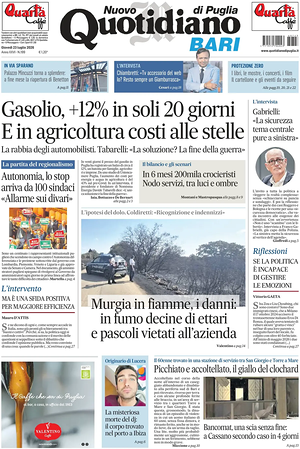 Prima pagina Nuovo Quotidiano di Puglia (Bari) di oggi - Quotidiano regionale