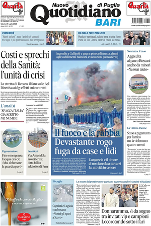 Prima pagina Nuovo Quotidiano di Puglia (Bari) di oggi - Quotidiano regionale