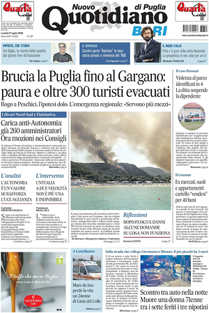Prima pagina Nuovo Quotidiano di Puglia (Bari) di oggi - Quotidiano regionale