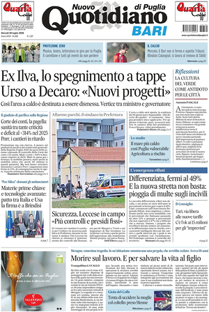 Prima pagina Nuovo Quotidiano di Puglia (Bari) di oggi - Quotidiano regionale