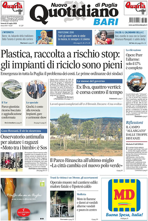 Prima pagina Nuovo Quotidiano di Puglia (Bari) di oggi - Quotidiano regionale
