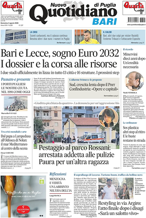 Prima pagina Nuovo Quotidiano di Puglia (Bari) di oggi - Quotidiano regionale