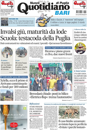 Prima pagina Nuovo Quotidiano di Puglia (Bari) di oggi - Quotidiano regionale