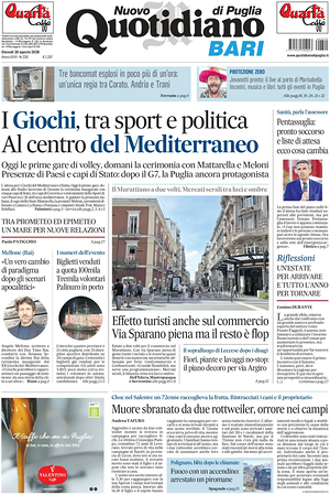 Prima pagina Nuovo Quotidiano di Puglia (Bari) di oggi - Quotidiano regionale