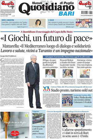 Prima pagina Nuovo Quotidiano di Puglia (Bari) di oggi - Quotidiano regionale