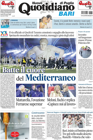 Prima pagina Nuovo Quotidiano di Puglia (Bari) di oggi - Quotidiano regionale