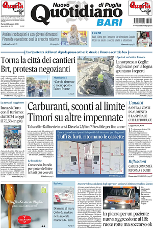 Prima pagina Nuovo Quotidiano di Puglia (Bari) di oggi - Quotidiano regionale