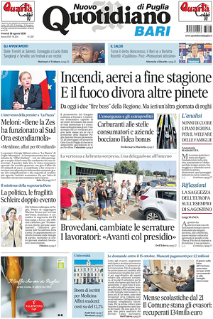 Prima pagina Nuovo Quotidiano di Puglia (Bari) di oggi - Quotidiano regionale