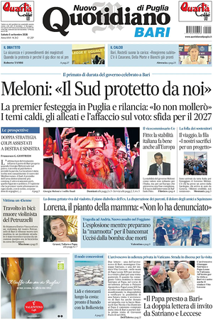 Prima pagina Nuovo Quotidiano di Puglia (Bari) di oggi - Quotidiano regionale