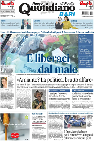 Prima pagina Nuovo Quotidiano di Puglia (Bari) di oggi - Quotidiano regionale