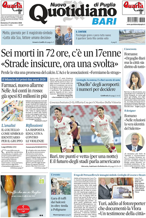 Prima pagina Nuovo Quotidiano di Puglia (Bari) di oggi - Quotidiano regionale