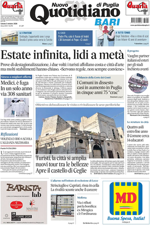 Prima pagina Nuovo Quotidiano di Puglia (Bari) di oggi - Quotidiano regionale