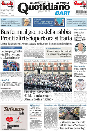 Prima pagina Nuovo Quotidiano di Puglia (Bari) di oggi - Quotidiano regionale