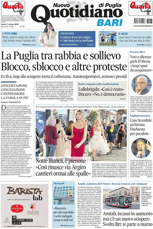 Prima pagina Nuovo Quotidiano di Puglia (Bari) di oggi - Quotidiano regionale