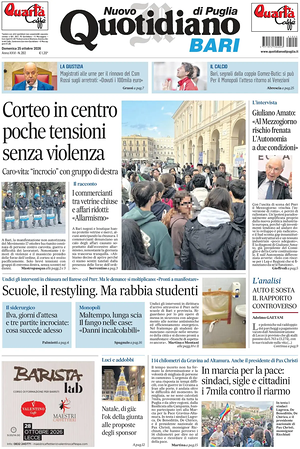 Prima pagina Nuovo Quotidiano di Puglia (Bari) di oggi - Quotidiano regionale