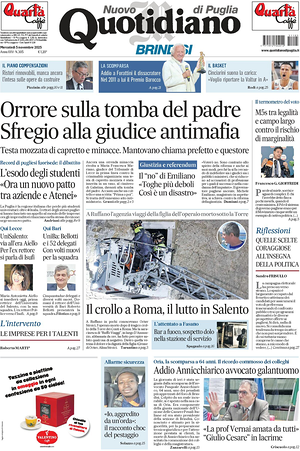 Prima pagina Nuovo Quotidiano di Puglia (Brindisi) di oggi - Quotidiano regionale