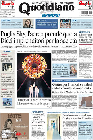 Prima pagina Nuovo Quotidiano di Puglia (Brindisi) di oggi - Quotidiano regionale