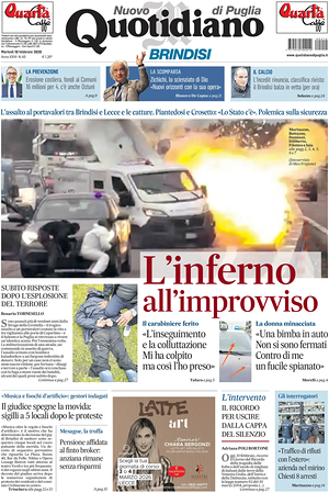 Prima pagina Nuovo Quotidiano di Puglia (Brindisi) di oggi - Quotidiano regionale