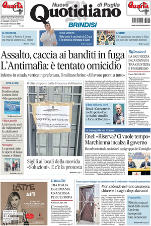 Prima pagina Nuovo Quotidiano di Puglia (Brindisi) di oggi - Quotidiano regionale