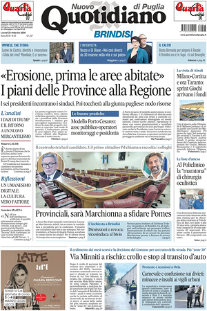Prima pagina Nuovo Quotidiano di Puglia (Brindisi) di oggi - Quotidiano regionale