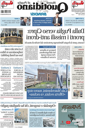 Prima pagina Nuovo Quotidiano di Puglia (Brindisi) di oggi - Quotidiano regionale