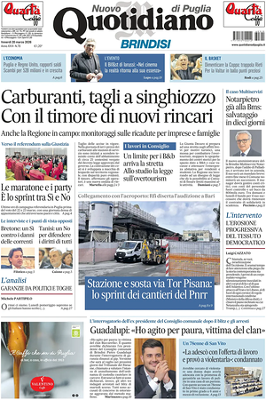 Prima pagina Nuovo Quotidiano di Puglia (Brindisi) di oggi - Quotidiano regionale