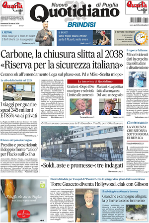 Prima pagina Nuovo Quotidiano di Puglia (Brindisi) di oggi - Quotidiano regionale