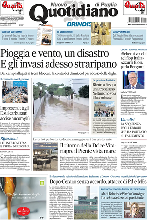 Prima pagina Nuovo Quotidiano di Puglia (Brindisi) di oggi - Quotidiano regionale