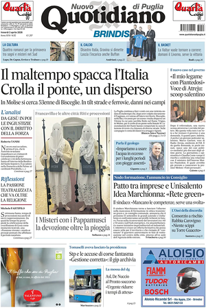 Prima pagina Nuovo Quotidiano di Puglia (Brindisi) di oggi - Quotidiano regionale