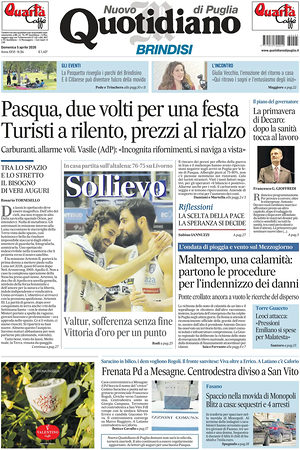 Prima pagina Nuovo Quotidiano di Puglia (Brindisi) di oggi - Quotidiano regionale