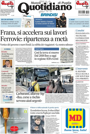 Prima pagina Nuovo Quotidiano di Puglia (Brindisi) di oggi - Quotidiano regionale