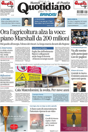 Prima pagina Nuovo Quotidiano di Puglia (Brindisi) di oggi - Quotidiano regionale
