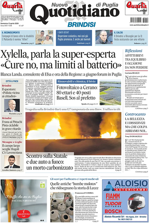 Prima pagina Nuovo Quotidiano di Puglia (Brindisi) di oggi - Quotidiano regionale