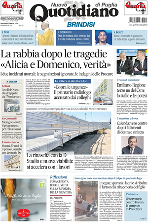 Prima pagina Nuovo Quotidiano di Puglia (Brindisi) di oggi - Quotidiano regionale