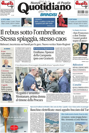Prima pagina Nuovo Quotidiano di Puglia (Brindisi) di oggi - Quotidiano regionale