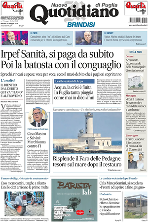 Prima pagina Nuovo Quotidiano di Puglia (Brindisi) di oggi - Quotidiano regionale