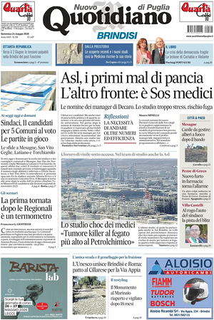 Prima pagina Nuovo Quotidiano di Puglia (Brindisi) di oggi - Quotidiano regionale