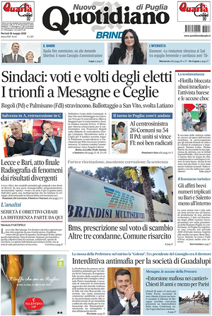 Prima pagina Nuovo Quotidiano di Puglia (Brindisi) di oggi - Quotidiano regionale