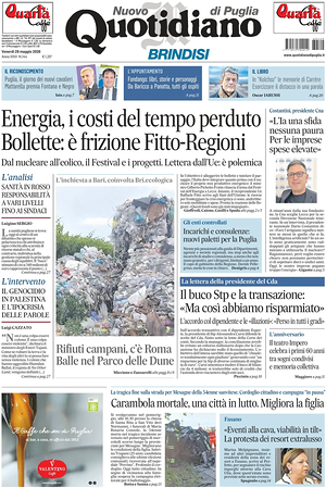 Prima pagina Nuovo Quotidiano di Puglia (Brindisi) di oggi - Quotidiano regionale