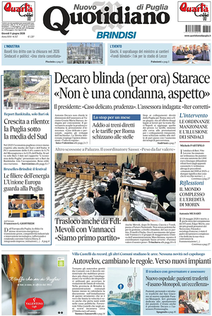 Prima pagina Nuovo Quotidiano di Puglia (Brindisi) di oggi - Quotidiano regionale
