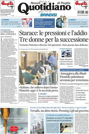 Prima pagina Nuovo Quotidiano di Puglia (Brindisi) di oggi - Quotidiano regionale