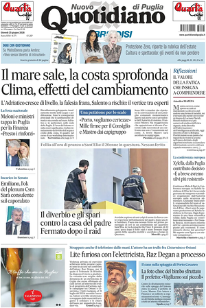 Prima pagina Nuovo Quotidiano di Puglia (Brindisi) di oggi - Quotidiano regionale